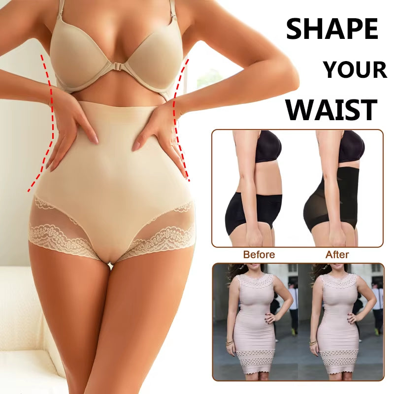 Women Seamless High Waist Trainer Panties Tummy Control Hip Butt Lifter Shapewear Female Lace Breathable Slimming Underwear XXL