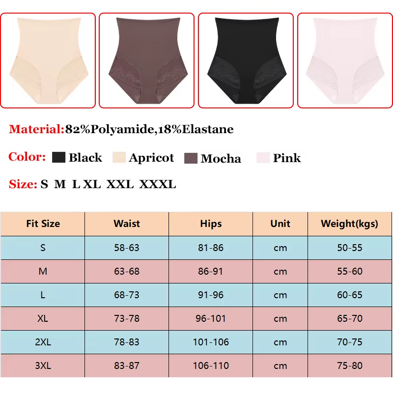 Women Seamless High Waist Trainer Panties Tummy Control Hip Butt Lifter Shapewear Female Lace Breathable Slimming Underwear XXL