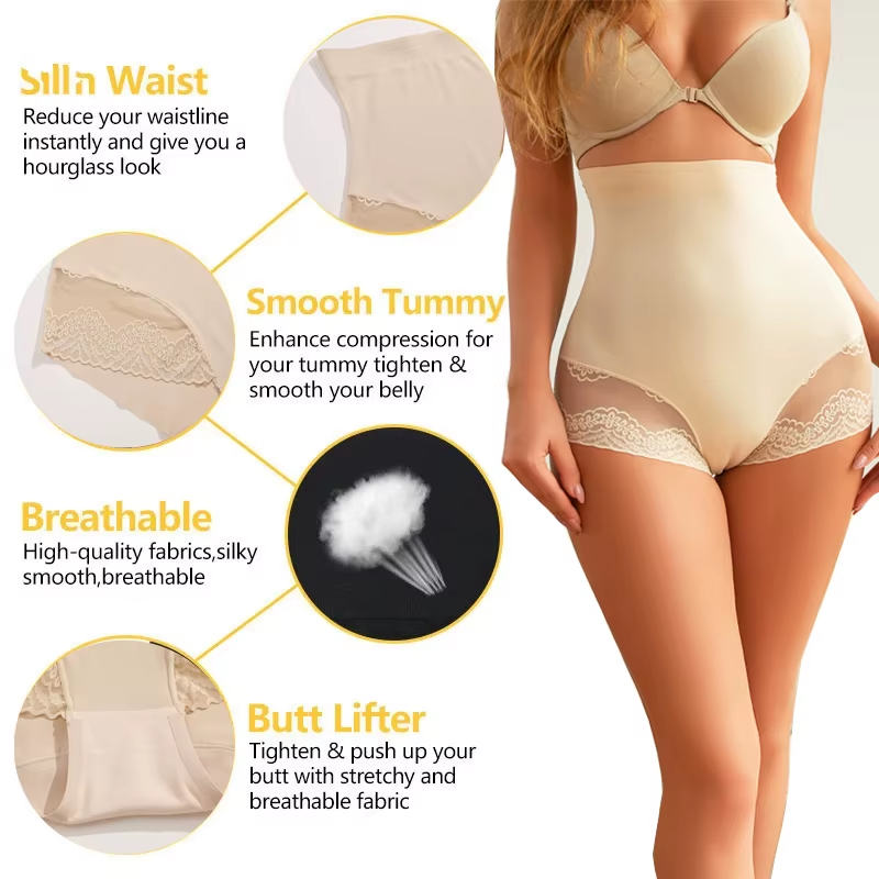 Women Seamless High Waist Trainer Panties Tummy Control Hip Butt Lifter Shapewear Female Lace Breathable Slimming Underwear XXL