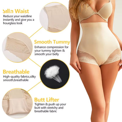Women Seamless High Waist Trainer Panties Tummy Control Hip Butt Lifter Shapewear Female Lace Breathable Slimming Underwear XXL
